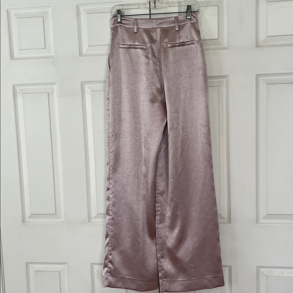 EQUIPMENT FEMME satin pants Champagne hi waisted pockets wide leg - Picture 3 of 4